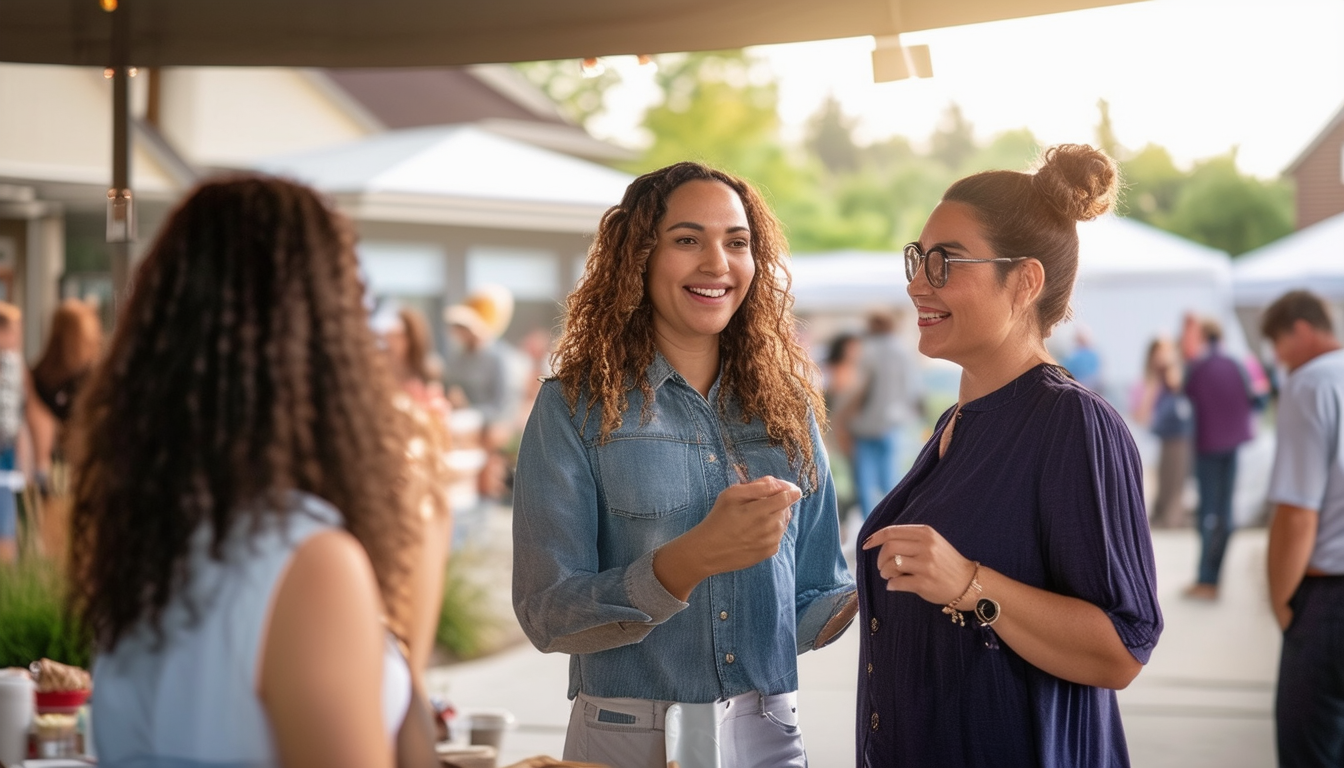 A real estate agent engaging with community member